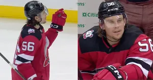 Erik Haula Hockey Player Actionand Portrait Wallpaper