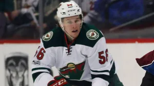 Erik Haula Minnesota Wild Hockey Action Wallpaper