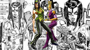 Ermes Costello Jo Jos Bizarre Adventure Collage Wallpaper