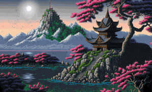 Escape To A Pixelated Landscape Wallpaper