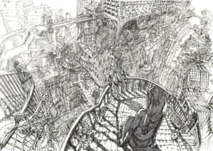 Escheresque Sketchof Distorted Cityscape Wallpaper