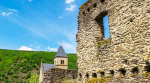 Eschsur Alzette Ancient Ruinsand Church Wallpaper