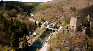 Eschsur Sure Aerial View Luxembourg Wallpaper