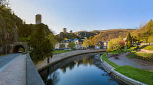 Eschsur Sure River View Luxembourg Wallpaper