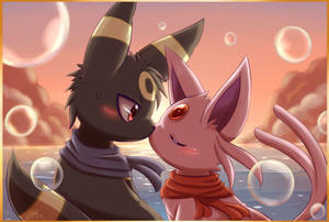 Espeon And Umbreon Cute Fanart Wallpaper