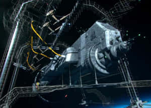 Establishing Life Beyond Earth: A Futuristic Space Colony Wallpaper