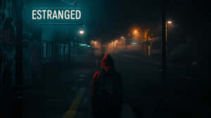 Estranged Night Scenewith Figurein Red Hoodie Wallpaper