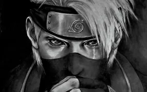 Etched Bw Cool Kakashi Art Wallpaper