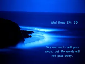 Eternal Words Matthew2435 Beach Scene Wallpaper