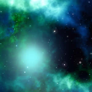 Eternity Revealed In The Beauty Of A Faraway Green And Blue Galaxy Wallpaper