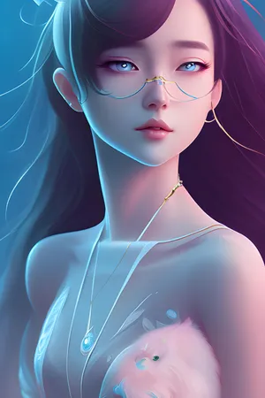Ethereal Blue Portrait Digital Art Wallpaper