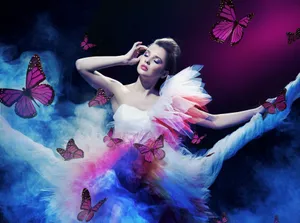 Ethereal Butterfly Dress Model Wallpaper