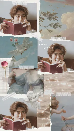Ethereal Collage_ Reading In Serenity Wallpaper
