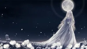 Ethereal Moonlit Anime Scene Wallpaper