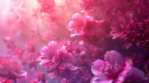 Ethereal Pink Floral Backdrop Wallpaper