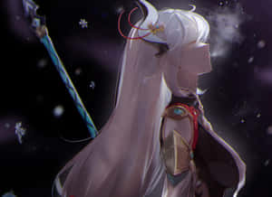 Ethereal Shenhe Under Starlight Wallpaper