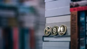 Ethereum Coin In Library Wallpaper