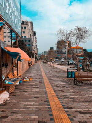 Ethiopia Addis Ababa Piazza Sidewalk Wallpaper