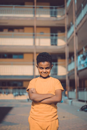 Ethiopia Boy Orange Building Wallpaper