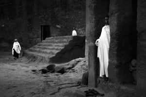 Ethiopian Orthodox Christians In The Walls Of Lalibela's Church Wallpaper