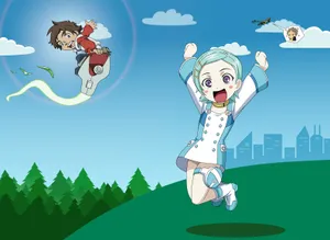 Eureka Seven Animated Characters Having Fun Wallpaper