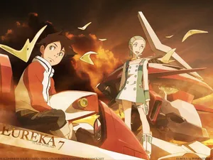 Eureka Seven Anime Characters With Mecha Wallpaper