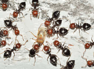 European Fire Ants Feeding Wallpaper