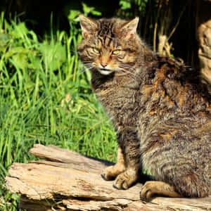 European Wildcat Sunbathing Wallpaper