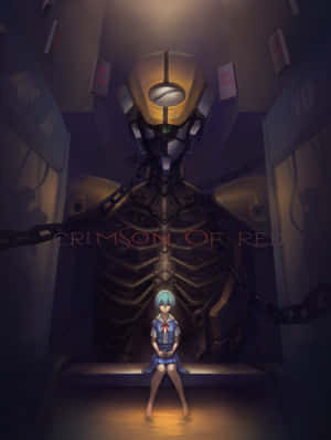 Eva-00 Mecha In A Dynamic Pose Against A Blue Background Wallpaper