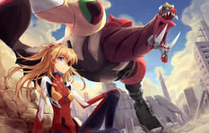 Eva-02 In Action: Advanced Weaponry And Technology Wallpaper