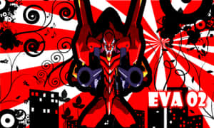 Eva-02 In Battle-ready Stance Wallpaper