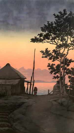 Evening Glow By The Shore Wallpaper