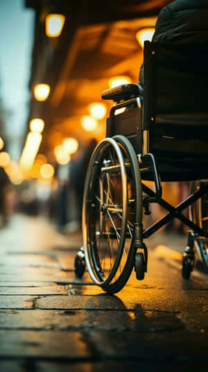 Evening Wheelchairon City Street Wallpaper