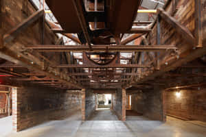 Evergreen Brick Works Industrial Hallway Wallpaper