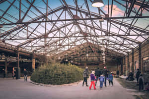 Evergreen Brick Works Winter Skating Wallpaper