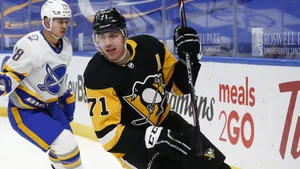 Evgeni Malkin Faceoff Against Buffalo Sabres Wallpaper