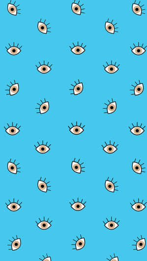 Evil Eye Pattern Blue Background Wallpaper