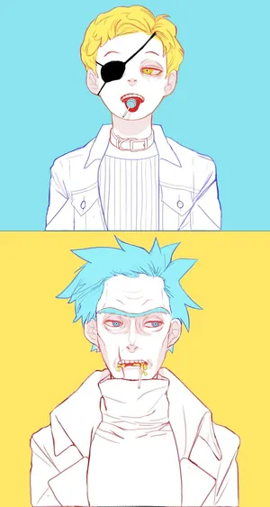 Evil Morty Posing For Victory In Front Of Blazing Fire Wallpaper