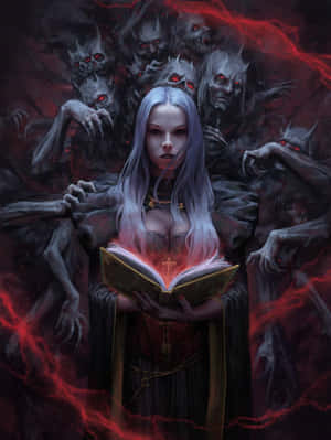 Evil Witch Casting A Dark Spell Wallpaper