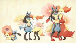 Evolutionary Stagesof Fennekin Family Wallpaper