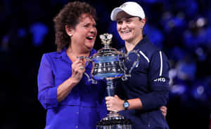 Evonne Goolagong Cawley And Ashleigh Barty Trophy Wallpaper