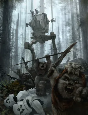 Ewoks In Their Natural Habitat On Endor Wallpaper