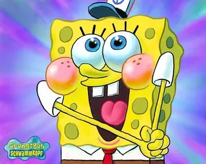 Excited Cool Spongebob In Retro Wallpaper