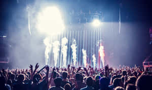 Excited Crowd Enjoying Live Music At An Outdoor Festival Wallpaper