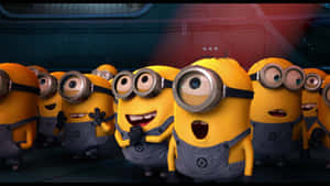 Excited Minions Gathering Wallpaper