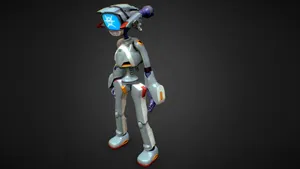 Exciting Action Snapshot Of Canti From Flcl Animation, Showcasing A Captivating Backdrop Of The City. Wallpaper