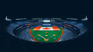 Exciting Baseball Game Under The Lights At A Modern Stadium Wallpaper