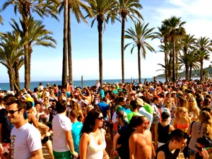 Exciting Beach Party At Sunset Wallpaper