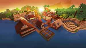 Exciting Minecraft Adventure In A Vibrant World Wallpaper