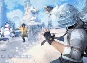 Exciting Snowball Fight In Winter Wonderland Wallpaper